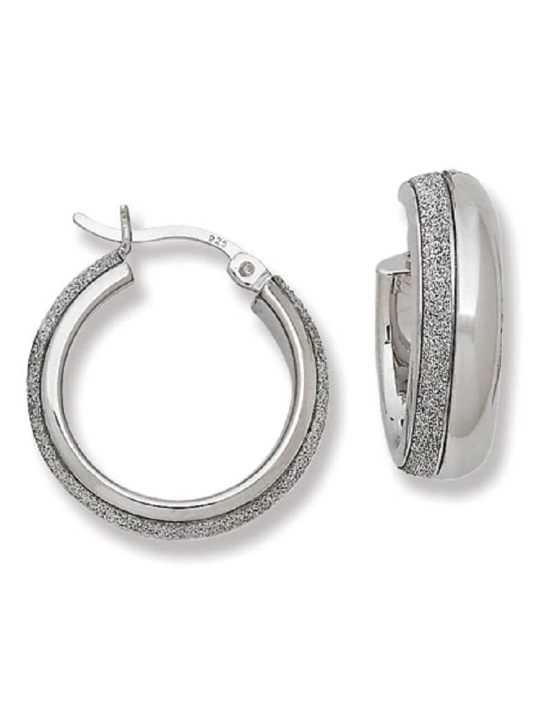 Sterling Silver Sparkle Hoop Earrings 20mm