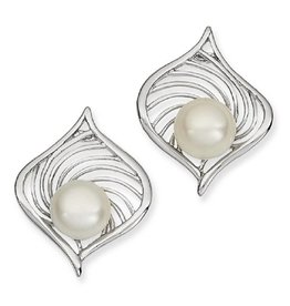 Swirl with Pearl Post Earrings 22mm