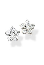 Sterling Silver Flower Cubic Zirconia Post Earrings 7mm
