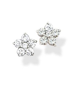 Flower CZ Stud Earrings 7mm