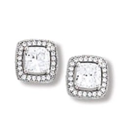 Cushion CZ Post Earrings 10mm