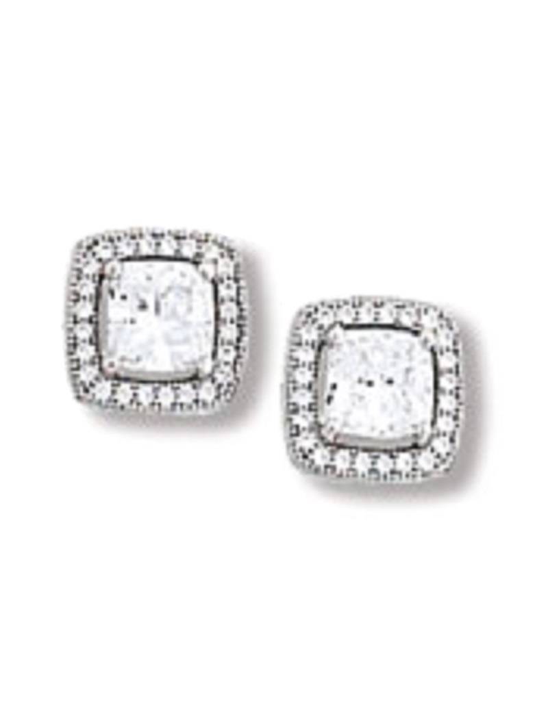 Cushion CZ Post Earrings 10mm