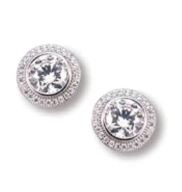 Round CZ Stud Earrings 11mm