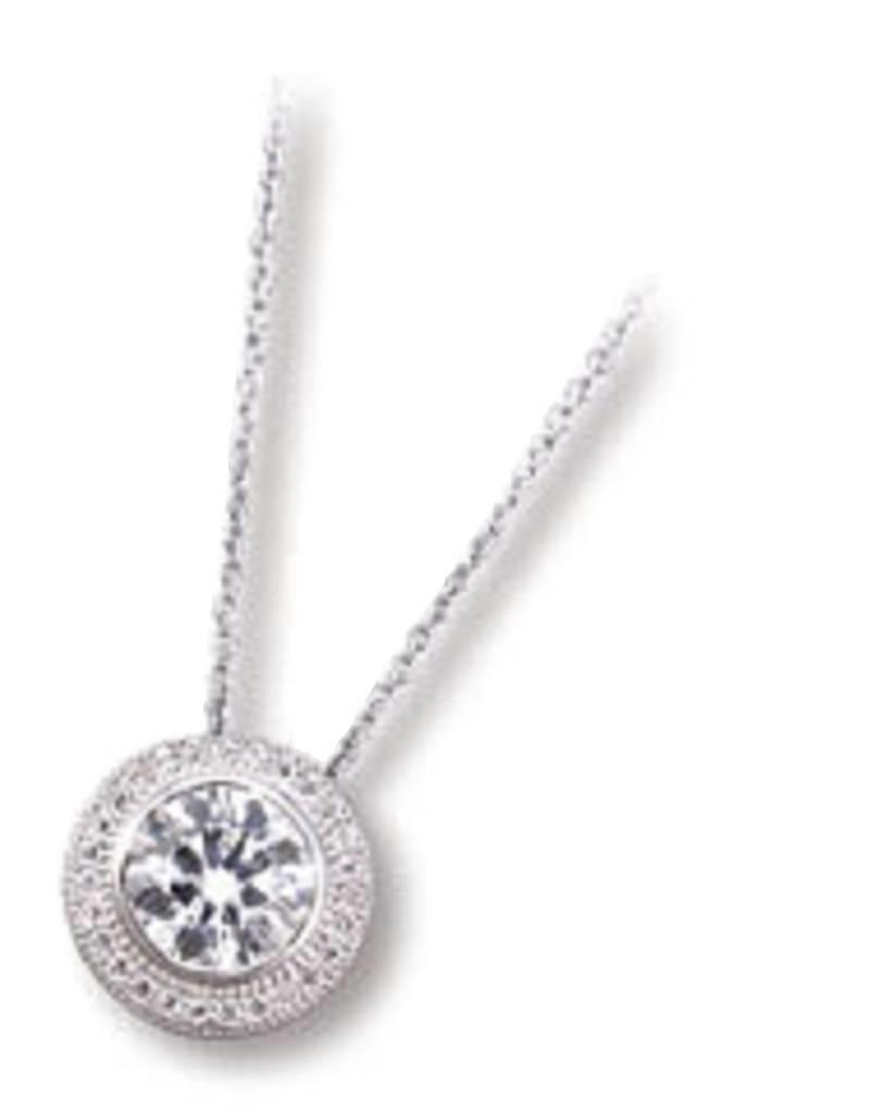 Sterling Silver Round Cubic Zirconia Necklace 18"