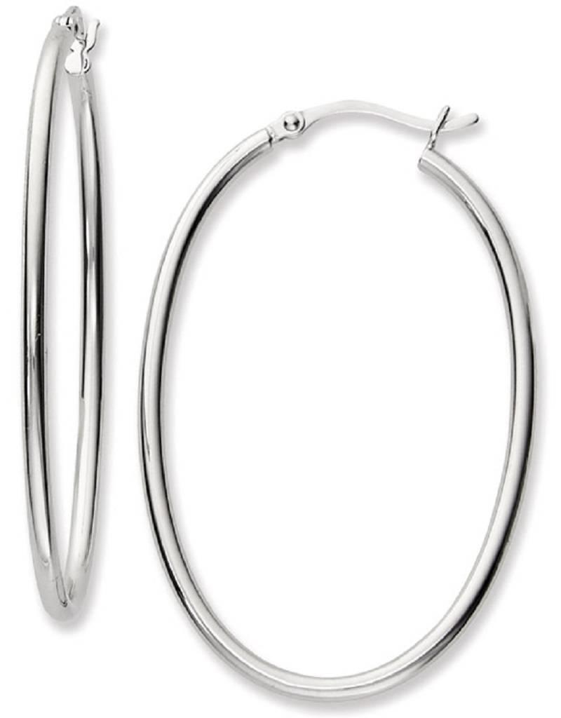 Sterling Silver Oval Hoop Earrings 45mm