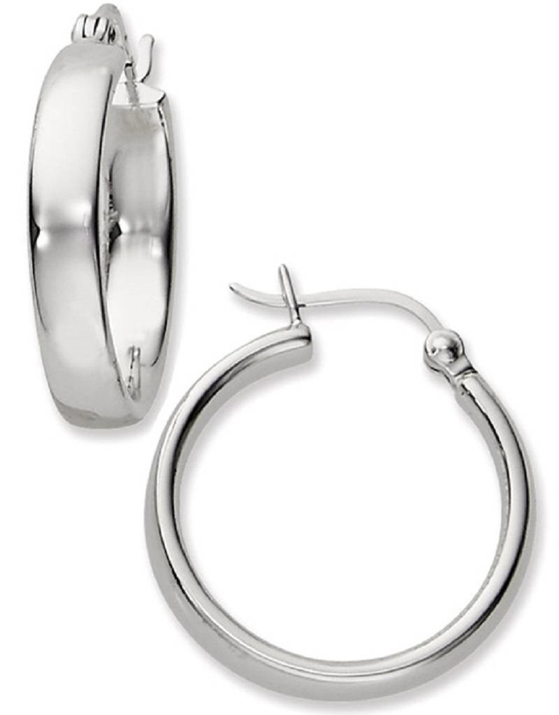 Sterling Silver Flat Hoop Earrings 19mm