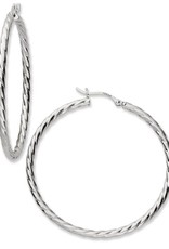 Sterling Silver Twist Hoop Earrings 46mm
