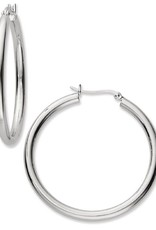 Sterling Silver Plain Hoop Earrings 38mm