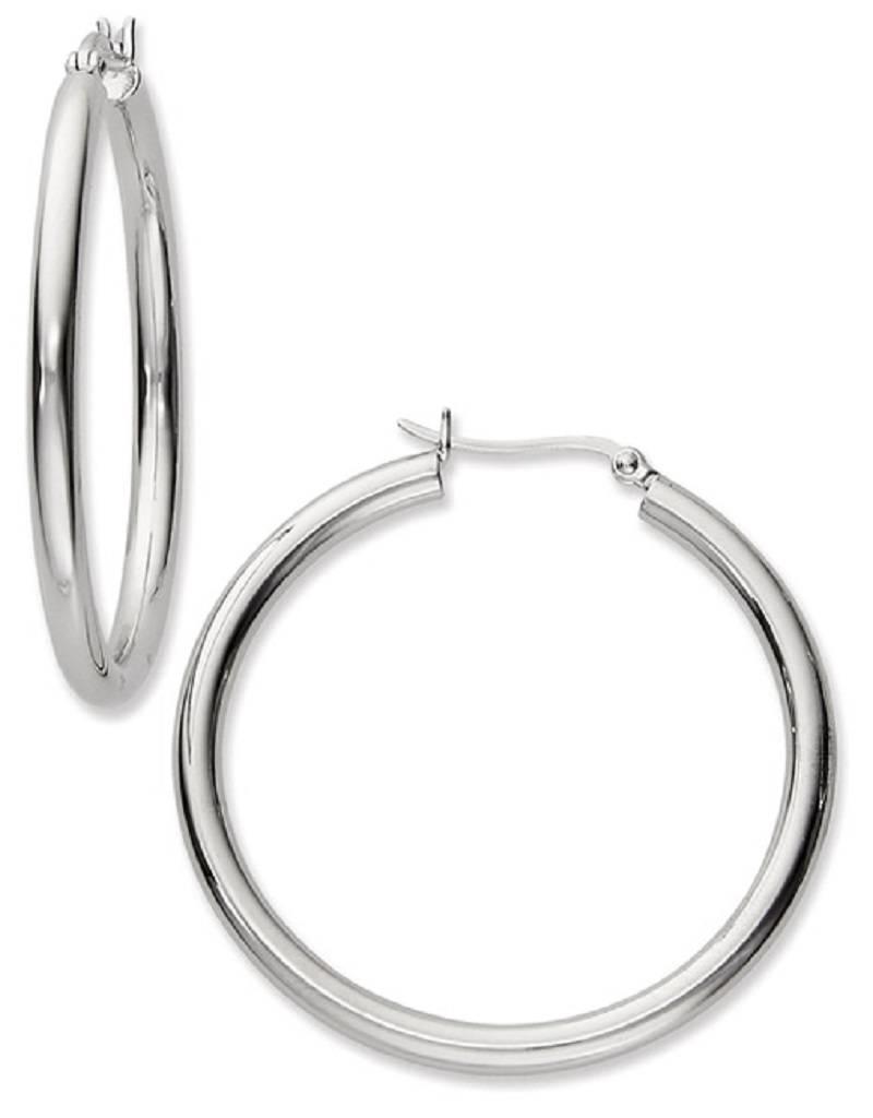 Sterling Silver Plain Hoop Earrings 38mm