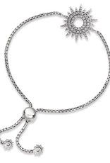 Sterling Silver Sun Dial Cubic Zirconia Adjustable Bolo Braclet