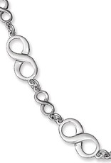 Sterling Silver Rolo Chain Infinity Link Necklace 16"+2" Extender
