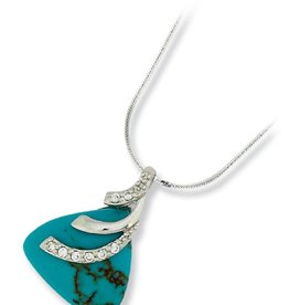 Synthetic Turquoise & CZ Necklace