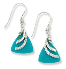 Triangle Turquoise & CZ Earrings