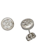 Sterling Silver Round Cubic Zirconia Cluster Stud Earrings 12mm
