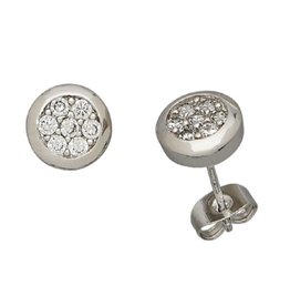 Round CZ Cluster Stud Earrings 12mm