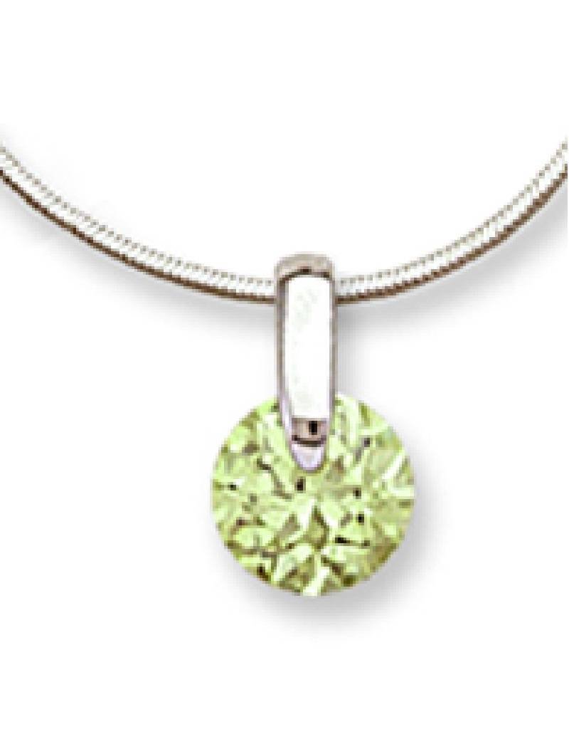 Sterling Silver Round Yellow/Green Cubic Zirconia Slide Necklace 18"