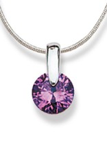 Sterling Silver Round Purple Cubic Zirconia Slide Necklace 18"