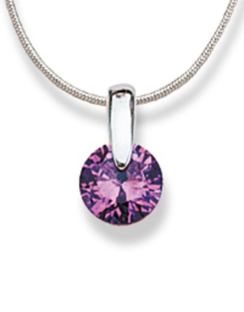 Round Purple CZ Slide Necklace 18"