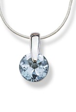 Sterling Silver Round Blue Cubic Zirconia Slide Necklace 18"