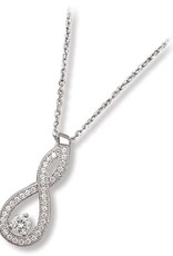 Sterling Silver Twisted Loop Cubic Zirconia Necklace 18"