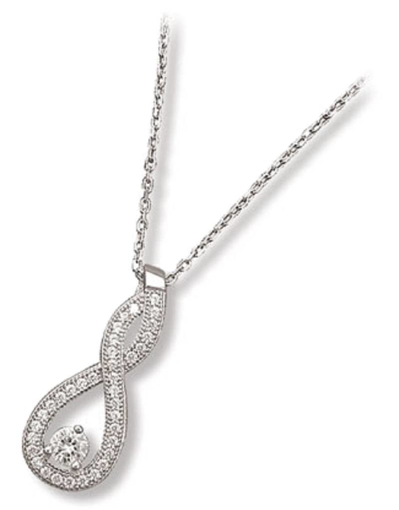 Sterling Silver Twisted Loop Cubic Zirconia Necklace 18"