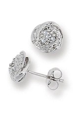 Sterling Silver Swirl Diamond Stud Earrings 8mm