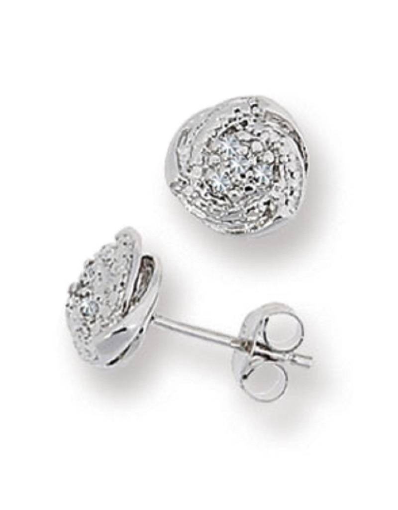 Swirl Diamond Stud Earrings 8mm