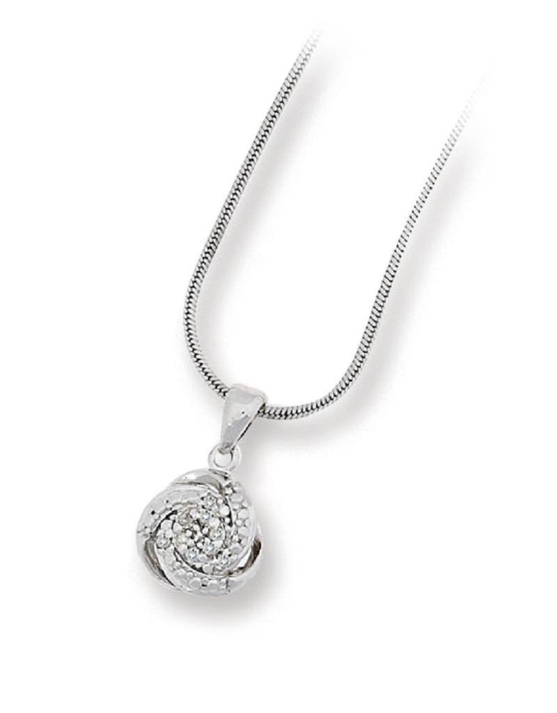Sterling Silver Swirl Diamond Necklace 18"
