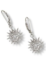 Sterling Silver Sun Dial Cubic Zirconia Earring with Rhodium Finish 16mm