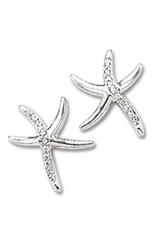 Sterling Silver Starfish Cubic Zirconia Post Earrings 25mm