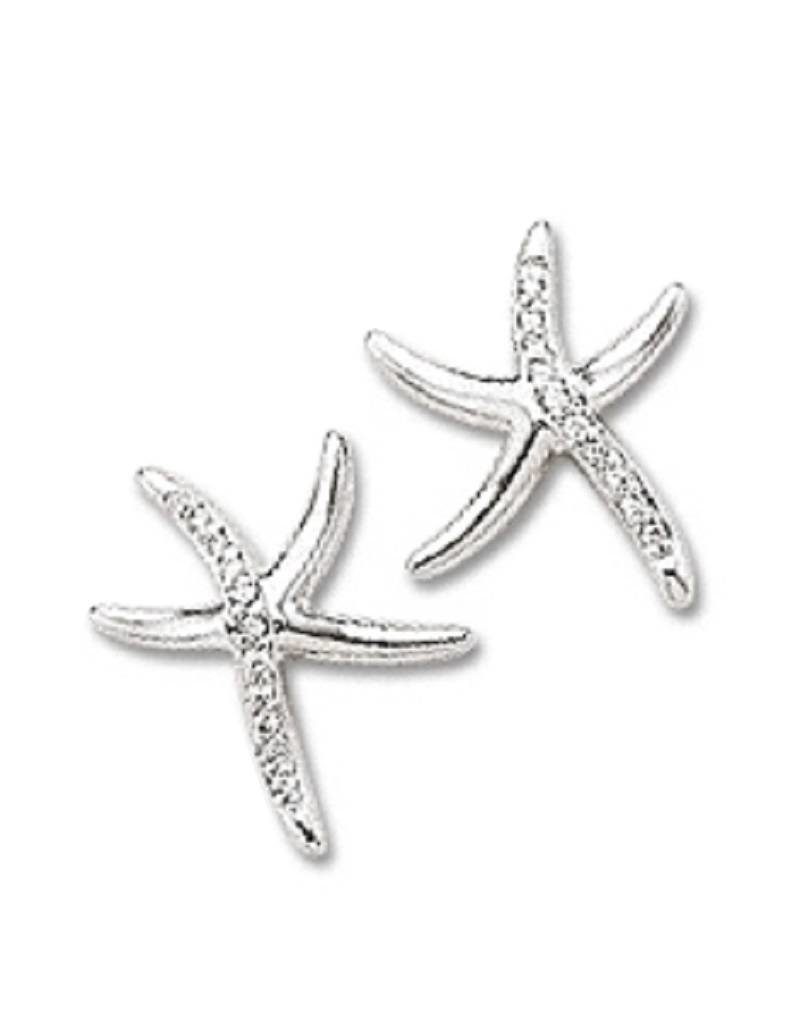 Sterling Silver Starfish Cubic Zirconia Post Earrings 25mm