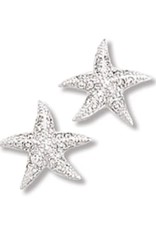 Sterling Silver Starfish Cubic Zirconia Post Earrings