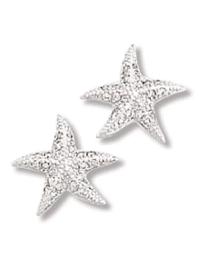 Sterling Silver Starfish Cubic Zirconia Post Earrings