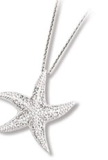Sterling Silver Starfish Cubic Zirconia Necklace 18"
