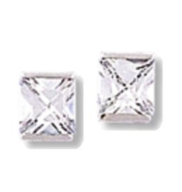 Square CZ Post Earrings 9mm