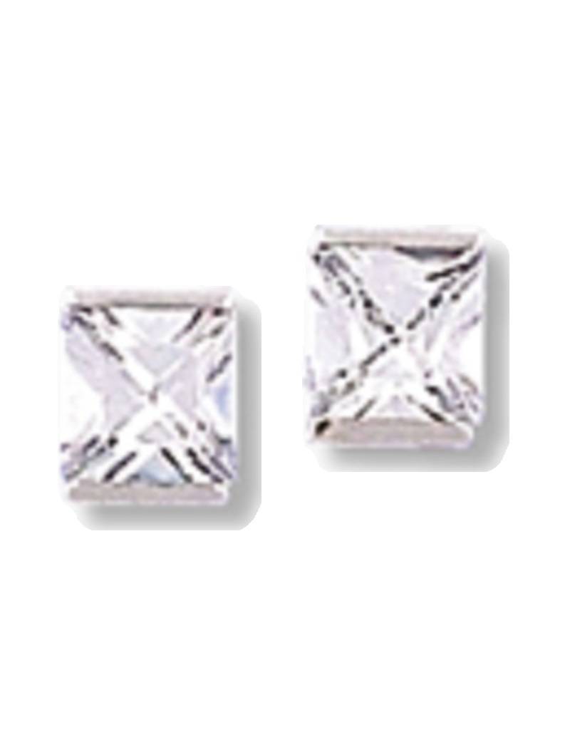 Square CZ Post Earrings 9mm