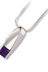 Sterling Silver Princess Cut Tanzanite Color Cubic Zirconia Necklace 18"