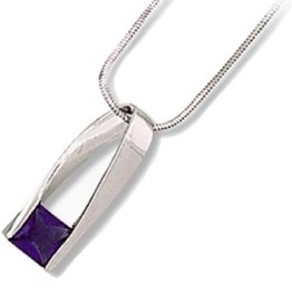 Princess Cut Tanzanite CZ Necklace 18"