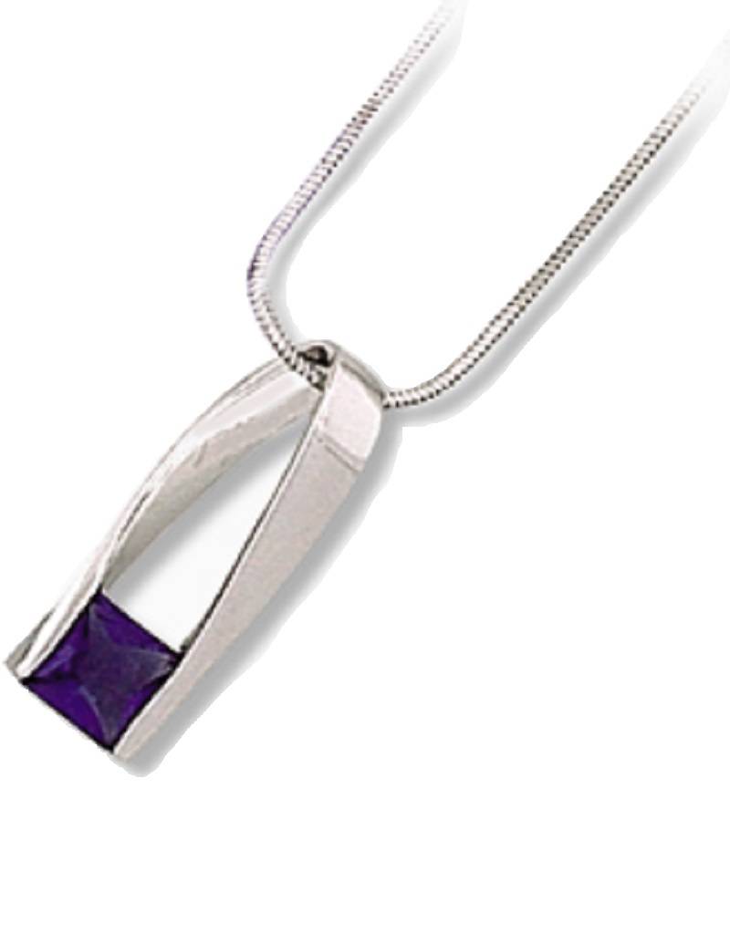 Princess Cut Tanzanite CZ Necklace 18"