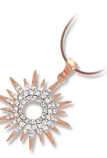 Sterling Silver Sun Dial Cubic Zirconia Necklace with 14k Rose Gold Vermeil Finish 18"