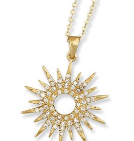 Sm Sun Dial CZ Necklace Vermeil