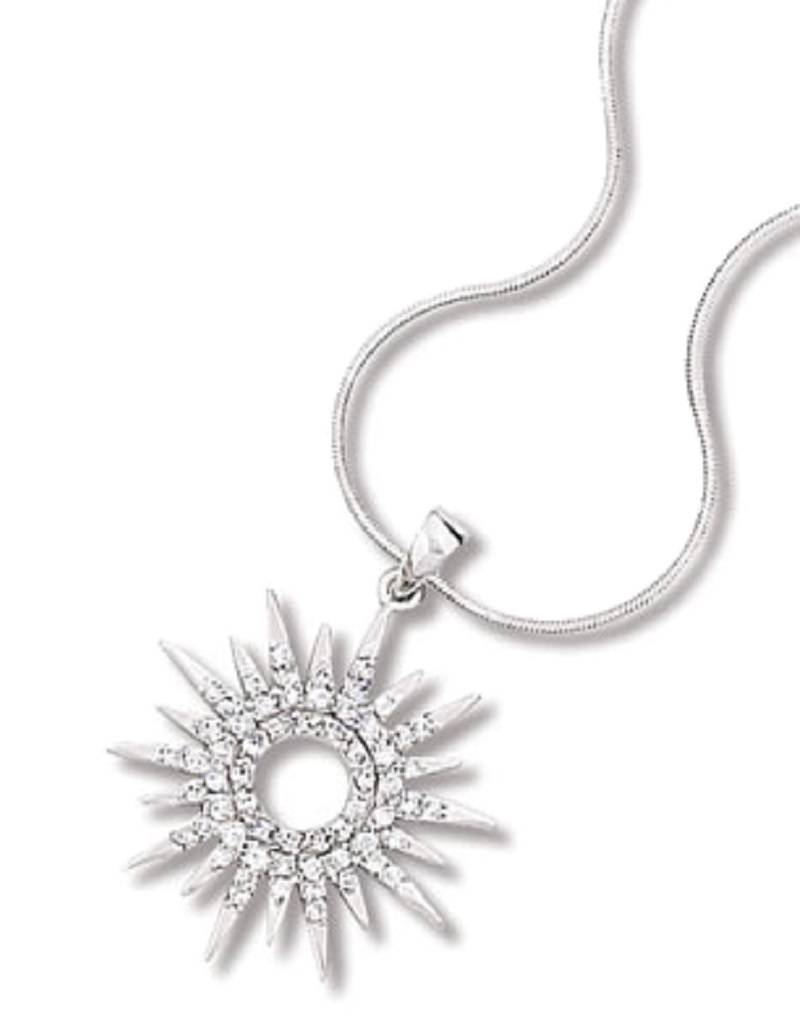 Sm Sun Dial CZ Necklace 18"