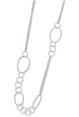 Sterling Silver Rolo Ovals & Circles Necklace 30"