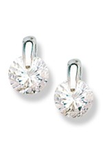 Sterling Silver Round Cubic Zirconia Stud Earrings 13mm