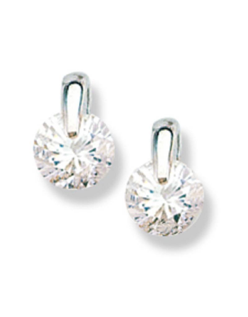 Sterling Silver Round Cubic Zirconia Stud Earrings 13mm