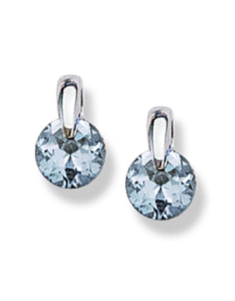 Sterling Silver Round Blue Cubic Zirconia Stud Earrings 13mm