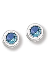 Sterling Silver Round March Birthstone Cubic Zirconia Stud Earrings 6mm