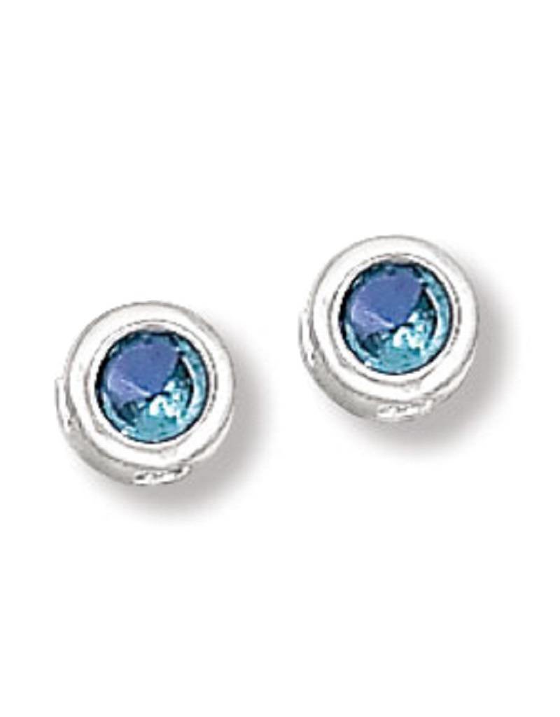 Sterling Silver Round March Birthstone Cubic Zirconia Stud Earrings 6mm