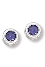 Sterling Silver Round February Birthstone Cubic Zirconia Stud Earrings 6mm