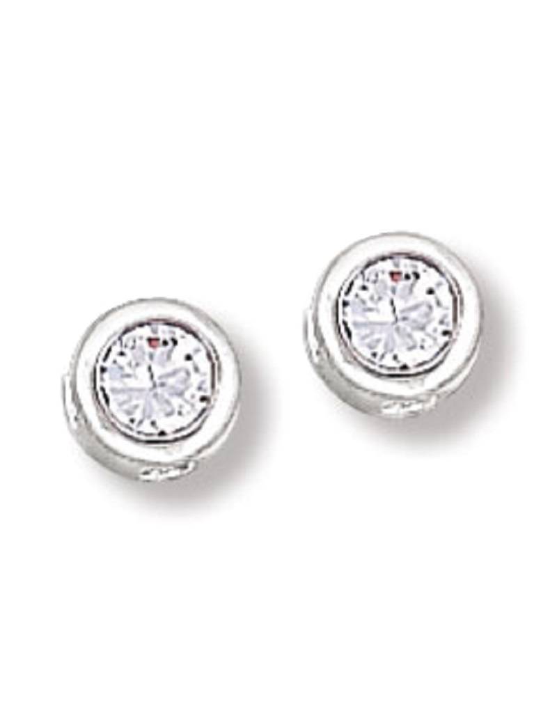 Round April CZ Stud Earrings 6mm